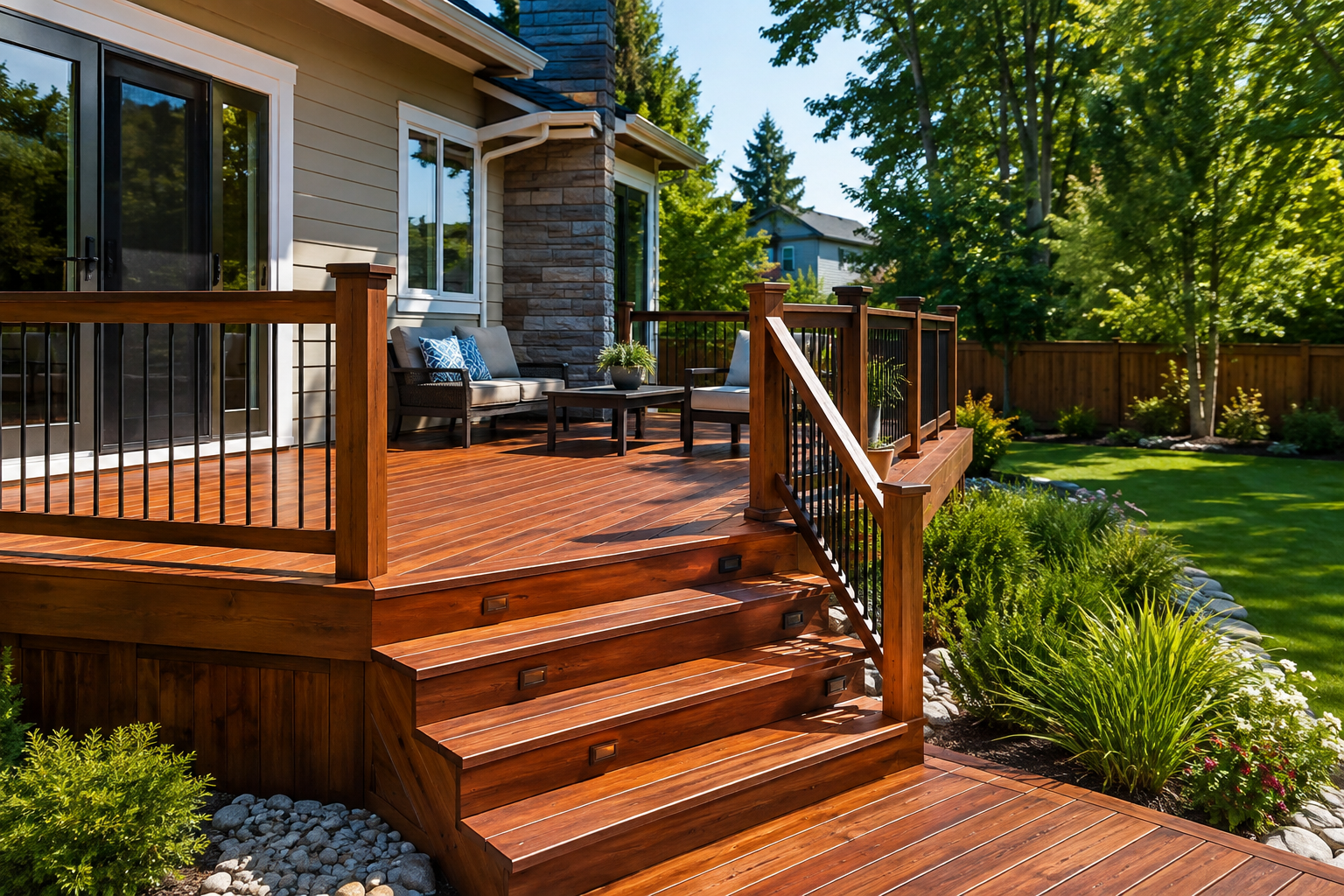Wood deck staining