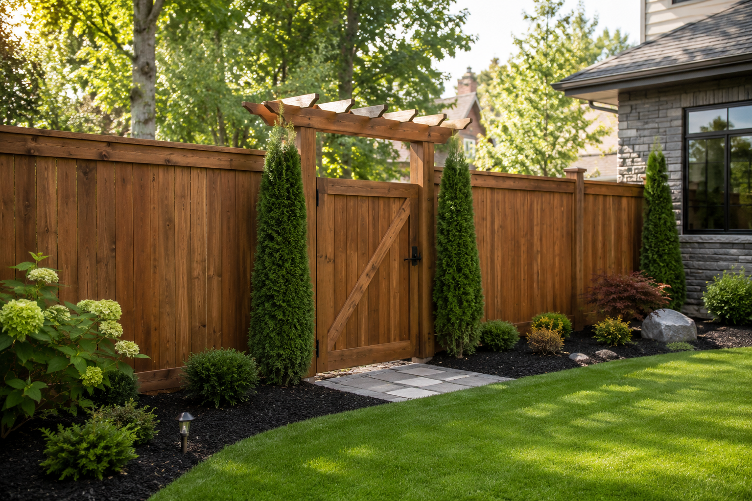 Wood privacy fence
